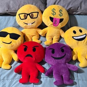 Emoji Plush Toy Set - Yellow, Red, Purple